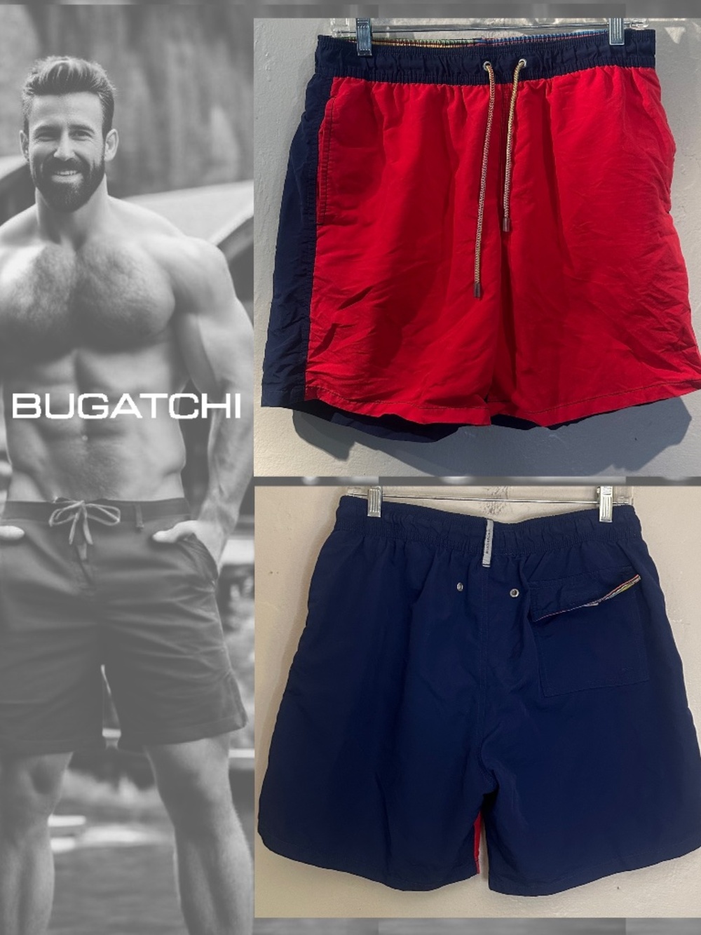 Bugatchi Swim Trunks Large 34-38" waist 6.5" inseam Gently worn 100% nylon